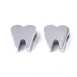 304 Stainless Steel Beads, Tooth Shape, Stainless Steel Color, 8x8x3mm, Hole: 1.8mm(STAS-R112-007B)