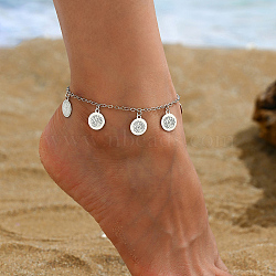 Beach Style Adjustable Flat Round Charm Anklets for Women(FL2830)