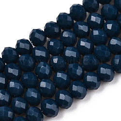 Opaque Solid Color Glass Beads Strands, Faceted, Rondelle, Steel Blue, 6x5mm, Hole: 1mm, about 92~94pcs/strand, 17~17.5 inch(42.5~43.75cm)(EGLA-A034-P6mm-D16)