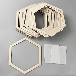 25Pcs Unfinished Wood Craft Sheet, Hollow Hexagon, Old Lace, 210x243x2.5mm(DIY-WH0750-072)