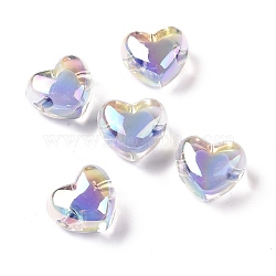 Transparent Acrylic Beads, Bead in Bead, AB Color Plated, Heart, Lilac, 19x21.5x14mm, Hole: 3.5mm(TACR-G044-01E)