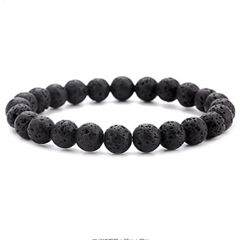 Natural Lava Stone Bracelet with Essential Oil Diffuser, Unisex 8mm Beads Jewelry, 0.1cm
