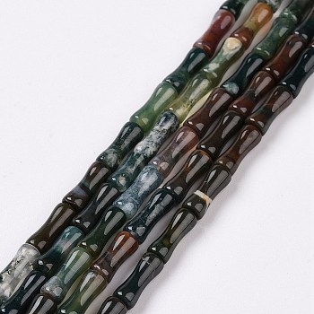 Natural Indian Agate Beads Strands, Bamboo Stick, 12.5x5.5mm, Hole: 1mm, about 31pcs/strand, 15.75 inch(40cm)