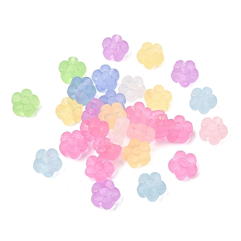 Frosted Transparent Acrylic Beads, Mixed Color, Flower, 12x12.5x6mm, Hole: 2.5mm