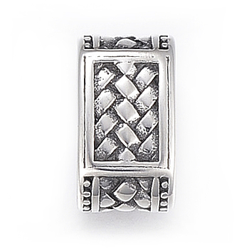 304 Stainless Steel Slide Charms, Rectangle, Antique Silver, 15x8.5x9mm, Hole: 12x6mm
