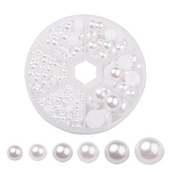 1Box ABS Plastic Imitation Pearl Dome Cabochons, Half Round, White, 4~12x2~6mm, about 690pcs/box