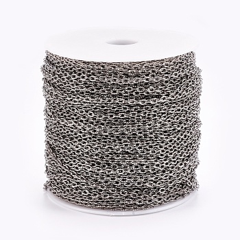 Iron Textured Cable Chains, Unwelded, with Spool, Gunmetal, 4.2x3x0.8mm, about 328.08 Feet(100m)/roll