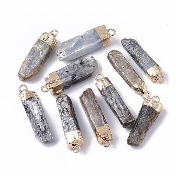 Top Golden Plated Natural Kyanite Pendants, for DIY Jewelry Making, with Golden Tone Iron Loops, Nuggets, 29~32x6.5~9x6.5~9mm, Hole: 1.8~2mm