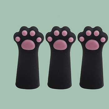 Cute Cat Paw Print Silicone Pencil Cap, Stationery Protective Cover, School Supplies, Black, 3.4x1.3cm
