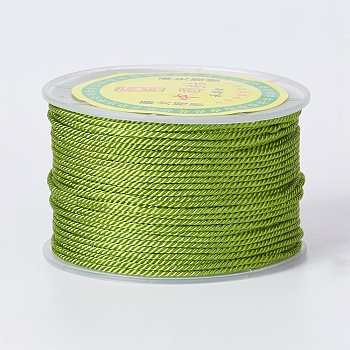 Round Polyester Cords, Milan Cords/Twisted Cords, Yellow Green, 1.5~2mm, 50yards/roll(150 feet/roll)
