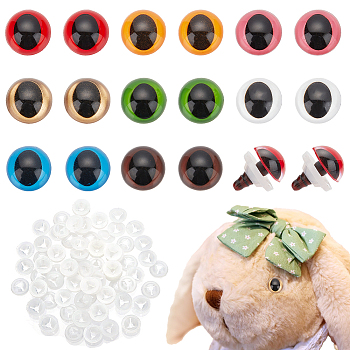 Elite 80 Sets 8 Colors Craft Plastic Doll Eyes, Stuffed Toy Eyes, Safety Eyes, Half Round, Mixed Color, 12mm, 10 sets/color
