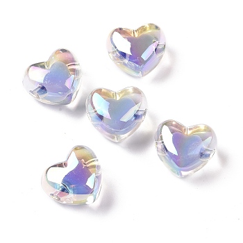 Transparent Acrylic Beads, Bead in Bead, AB Color Plated, Heart, Lilac, 19x21.5x14mm, Hole: 3.5mm