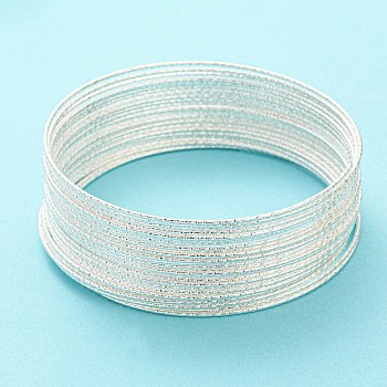Iron Wire, Textured Round, for Bangle Making, Silver, 1.4mm, Inner Diameter: 77.5mm