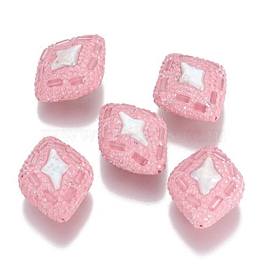 30mm Pink Rhombus Pearl Beads