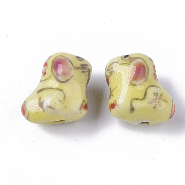 Perles de chiot en porcelaine à la main(PORC-N004-83)-4
