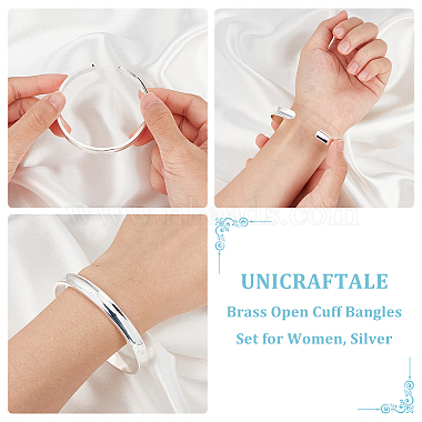 unicraftale 2комплект латунных браслетов с открытыми манжетами для женщин(BJEW-UN0001-44)-4
