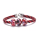 Bracelet triple cordon tressé fait main en perles de chalumeau pour femme(BJEW-JB07598)-1
