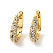 Clear Cubic Zirconia Hoop Earrings, Rack Plating Brass Jewelry for Women, Cadmium Free & Nickel Free & Lead Free, Real 18K Gold Plated, 17x14x4.5mm, Pin: 1mm(EJEW-C028-15G)