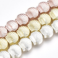 Electroplate Non-magnetic Synthetic Hematite Beads Strands, Scallop Shell Shape, Mixed Color, 8x9x4mm, Hole: 1mm, about 50pcs/strand, 15.9 inch(G-T061-181)