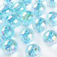 Transparent Acrylic Beads, AB Color Plated, Round, Pale Turquoise, 20x19mm, Hole: 3mm, about 111pcs/500g(MACR-S370-B20-755)