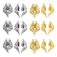 10 Sets 2 Colors Rack Plating Alloy Magnetic Clasps, Cadmium Free & Nickel Free & Lead Free, Wing, Platinum & Golden, 26x19x6.5mm, Hole: 1.8mm, 5 sets/color(PALLOY-CJ0002-28)