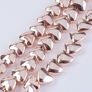 Electroplate Non-magnetic Synthetic Hematite Beads Strands, Grade AA, Heart, Rose Gold Plated, 5x6x3mm, Hole: 0.5mm, about 82pcs/strand, 15.5 inch(39.5cm)(G-F553-04C-RG)