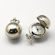 Vintage Zinc Alloy Quartz Watch Heads, for Pocket Watch Pendant Necklace Making, Platinum, 36x27x26mm, Hole: 10x1mm(WACH-R008-11)