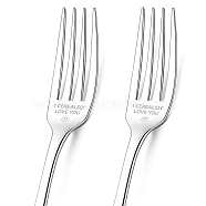 Globleland 1 Set 2Pcs 304 Stainless Steel Fork, Word, with 1Pc Coated Paper Cutlery Storage Box, Heart Pattern, 200x24mm(AJEW-GL0001-19-066)