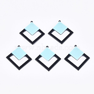 Cellulose Acetate(Resin) Big Pendants, Rhombus, Pale Turquoise, 51x48x4mm, Hole: 1.6mm(KY-T008-16D)