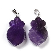 Natural Amethyst Pendants, with Platinum Brass Findings, Carrot, 29~30x17x6mm, Hole: 5mm(G-A203-02C-P)