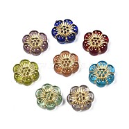 Plating Acrylic Beads, Metal Enlaced, Flower, Mixed Color, 13x12x4mm, Hole: 1.2mm(X-PACR-N008-013)