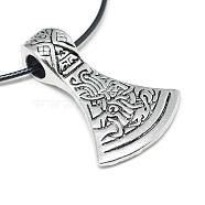 Alloy Pendant Necklaces, with Waxed Cord and Iron Chain Extender, Double-sided Axe Charm, Antique Silver, 17.3 inch(44cm)(NJEW-S381-048)