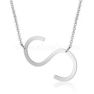 201 Stainless Steel Initial Pendants Necklaces, with Cable Chains, Letter, Letter.S, 17.3~18.3 inch(44~46.5cm)x1.5mm, LetterS: 37x19.5x1mm(NJEW-S069-JN003D-S)
