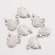 Hedgehog Alloy Pendants, Tibetan Style Charms,  Cadmium Free & Nickel Free & Lead Free, Platinum, 12x13x2mm, Hole: 2mm(X-TIBEP-24043-P-NR)