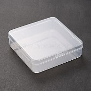 (Defective Closeout Sale: Scratch) Polypropylene(PP) Plastic Boxes, Bead Storage Containers, with Hinged Lid, Square, Clear, 12.6x12.6x3.5cm, Inner Diameter: 12.1X12.2cm(CON-XCP0001-62B)