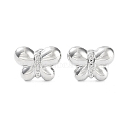 304 Stainless Steel Stud Earrings, Butterfly, Stainless Steel Color, 11x15mm(EJEW-P245-18P)