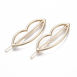 (Holiday Stock-Up Sale)Alloy Hollow Geometric Hair Pin, Ponytail Holder Statement, Hair Accessories for Women, Cadmium Free & Lead Free, Lip, Golden, 53x20mm, Clip: 63mm long(X-PHAR-N005-004G)