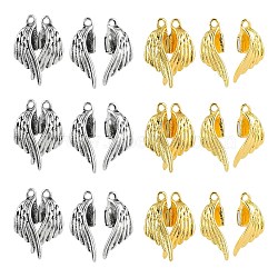 10 Sets 2 Colors Rack Plating Alloy Magnetic Clasps, Cadmium Free & Nickel Free & Lead Free, Wing, Platinum & Golden, 26x19x6.5mm, Hole: 1.8mm, 5 sets/color(PALLOY-CJ0002-28)