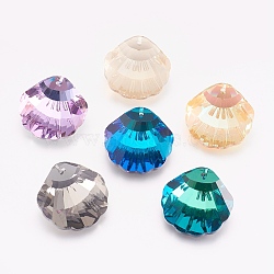 K9 Glass Rhinestone Pendants, Imitation Austrian Crystal, Faceted, Shell, Mixed Color, 16x16x7.5mm, Hole: 1.6mm(GLAA-F083-02A)