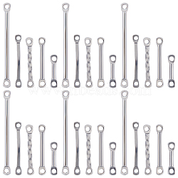 100Pcs 5 Styles 304 Stainless Steel Connector Charms, Arch & Twist & Bar, Mixed Shapes, Stainless Steel Color, 10~25x1.2~2x1~3mm, Hole: 1~1.2mm, 20pcs/style(STAS-BBC0002-76)