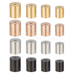 32Pcs 8 Style Ion Plating(IP) 304 Stainless Steel Cord Ends, End Caps, Column, Mixed Color, 5~8x4~7mm, Hole: 1.5mm, 2pcs/style(STAS-DC0004-56)