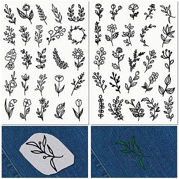 PVA Water-soluble Embroidery Aid Drawing Sketch, Rectangle, Leaf, 297x210mmm, 2pcs/set