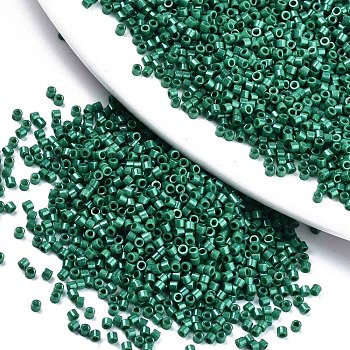 11/0 Grade A Baking Paint Glass Seed Beads, Cylinder, Uniform Seed Bead Size, Opaque Colours Luster, Teal, about 1.5x1mm, Hole: 0.5mm, about 2000pcs/10g