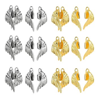 10 Sets 2 Colors Rack Plating Alloy Magnetic Clasps, Cadmium Free & Nickel Free & Lead Free, Wing, Platinum & Golden, 26x19x6.5mm, Hole: 1.8mm, 5 sets/color
