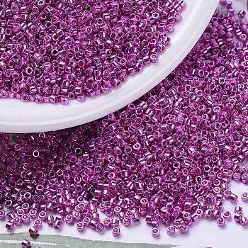MIYUKI Delica Beads, Cylinder, Japanese Seed Beads, 11/0, (DB0425) Galvanized Hot Pink, 1.3x1.6mm, Hole: 0.8mm, about 2000pcs/10g