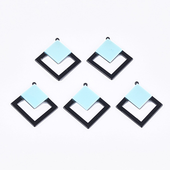 Cellulose Acetate(Resin) Big Pendants, Rhombus, Pale Turquoise, 51x48x4mm, Hole: 1.6mm