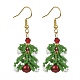 Seed & Imitation Pearl Christmas Tree Dangle Earrings(EJEW-MZ00094)-1