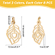 dicosmetic 24pcs 3 couleurs 304 pendentifs en acier inoxydable(STAS-DC0003-09)-3