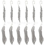 12Pcs 2 Style Tibetan Style Alloy Bookmarks Findings with Hole, Feather, Antique Silver, 111~115x14.5~21.5x2~3mm, hole: 2.5~5.5mm, 6Pcs/style(FIND-SC0006-55)
