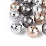 Textured Plating Opaque Acrylic Beads, Round, Mixed Color, 16mm, Hole: 2~2.5mm(X-PACR-T019-02M)